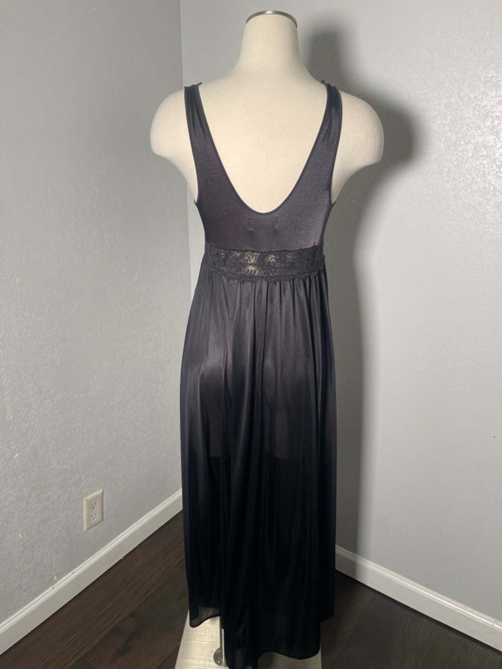 Shadow line Maxi Chemise Nightgown Lingerie Slip Gown Medium Sleepwear Black - Picture 3 of 7